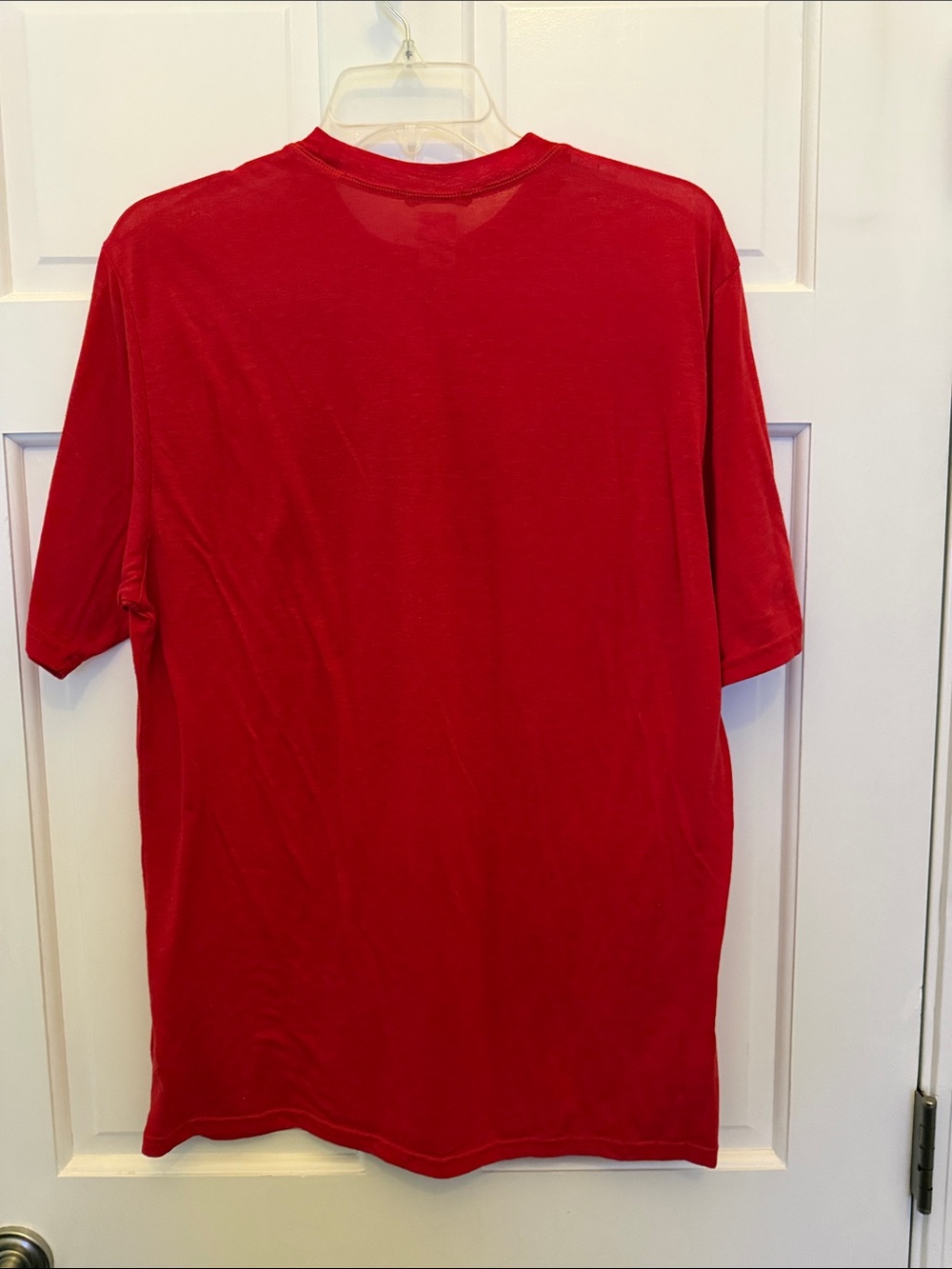 The North Face Red Short Sleeve Tee with Green Logo - Picture 2 of 4